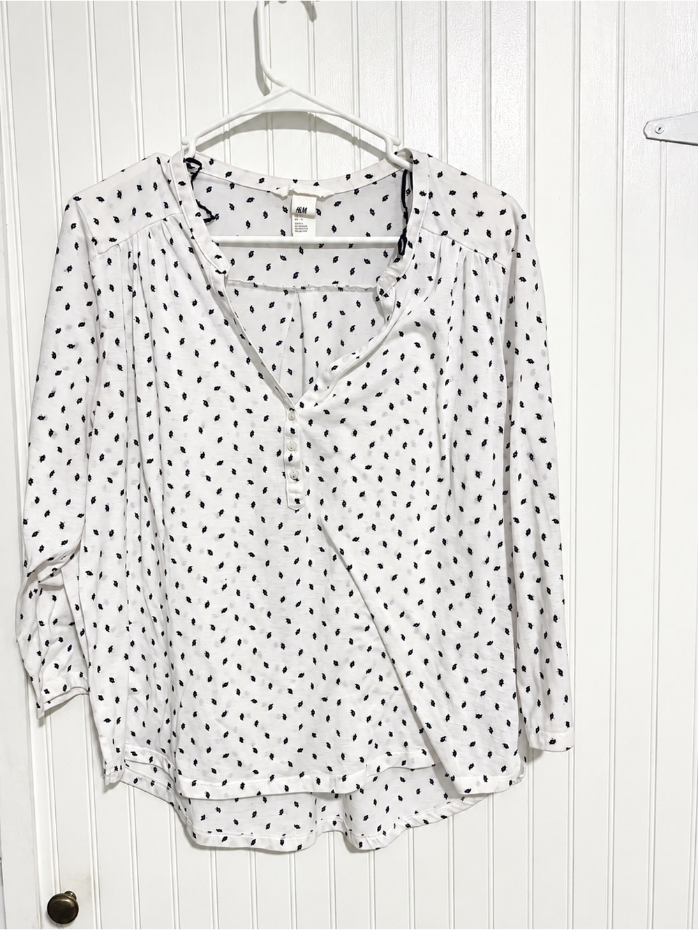 H&M White Blouse with Black Dot Print